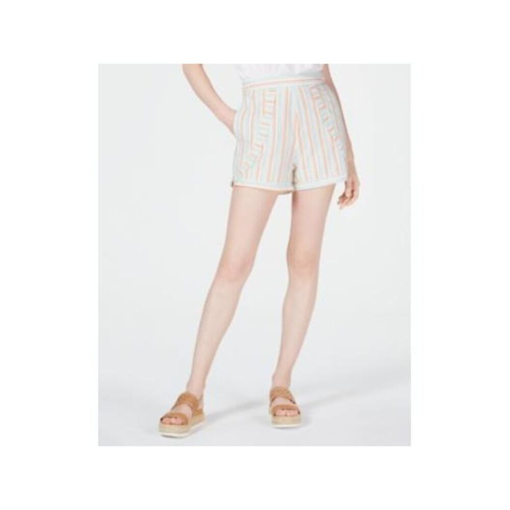 LINE + DOT Womens Beige Pocketed Striped Shorts S